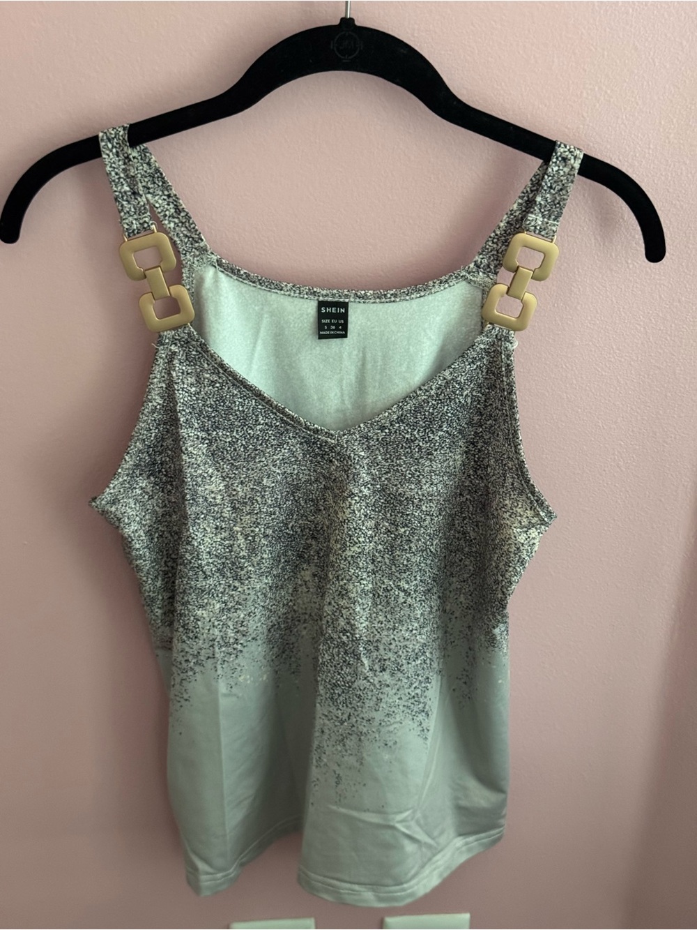 SHEIN Mint Green Glittery Tank with Gold Buckle Straps